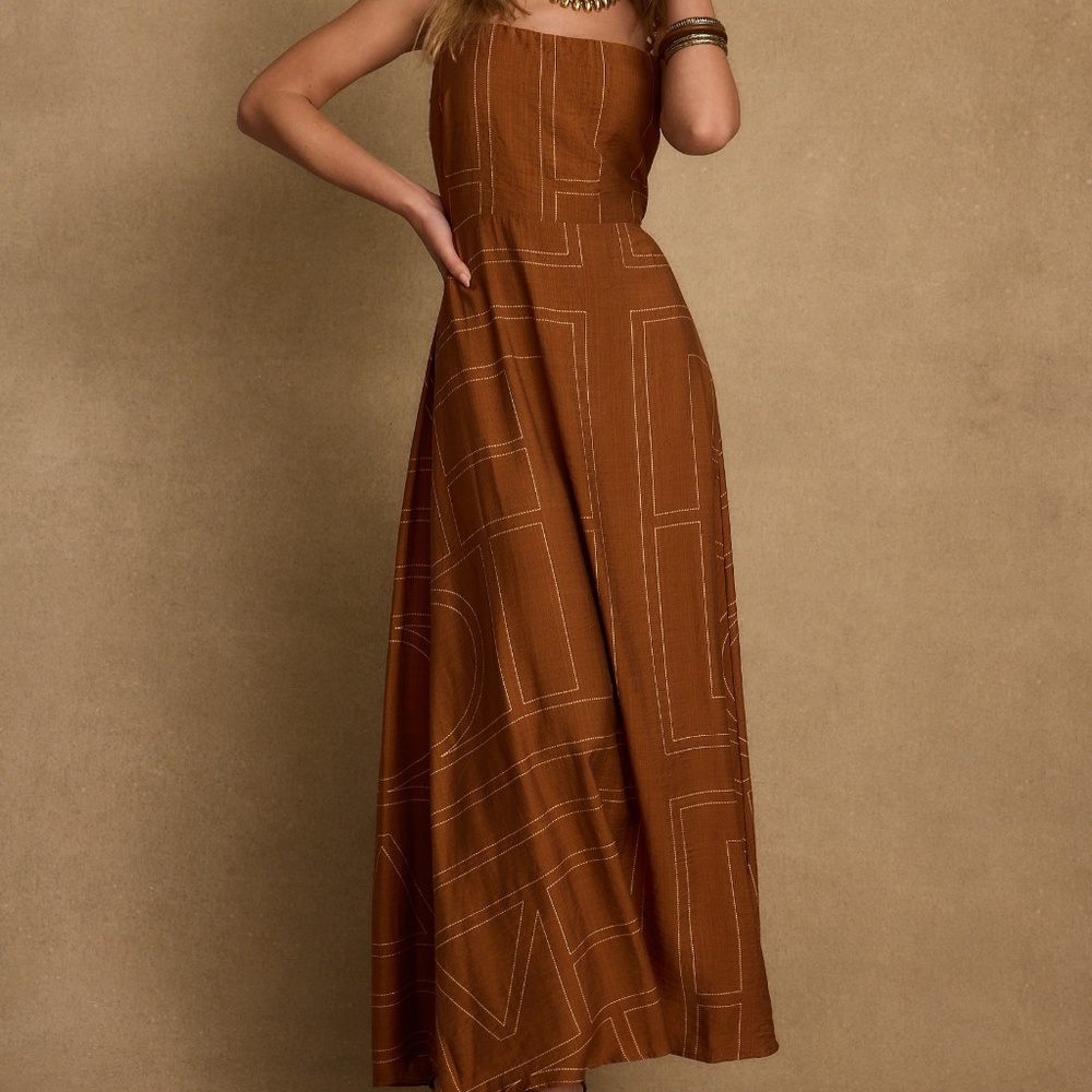 12th Tribe Sol Terracotta Abstract Maxi Dress Size LL